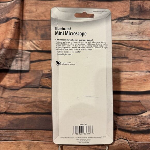 RadioShack Illuminated Mini Microscope 63-1313 60-100X Zoom LED Light Handheld - Picture 2 of 7